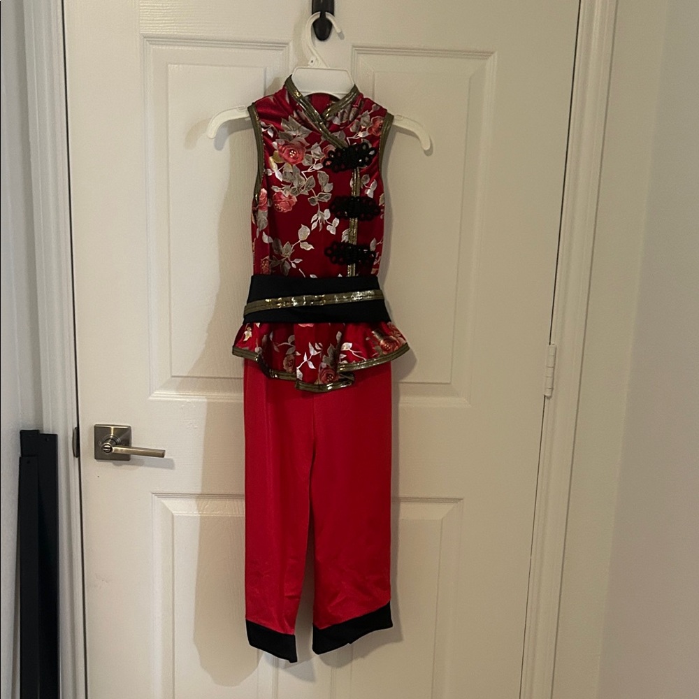 Floral Red and Black Sleeveless Jumpsuit
